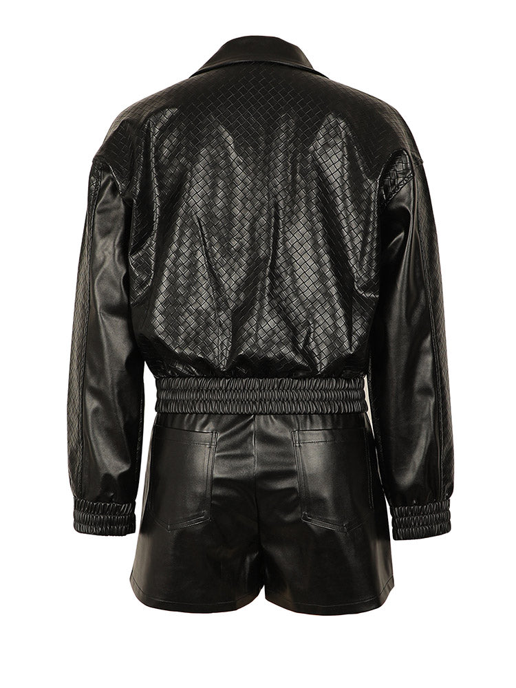 Leather Braid Jacket & Shorts Set
