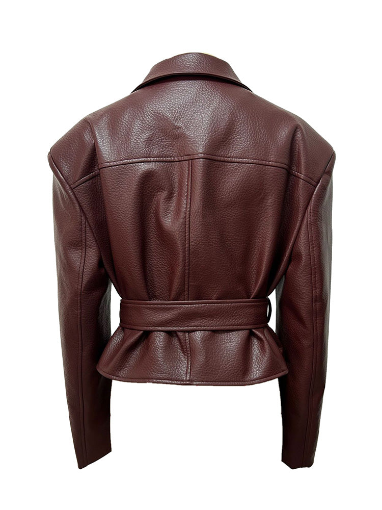 Faux Leather Belt Jacket