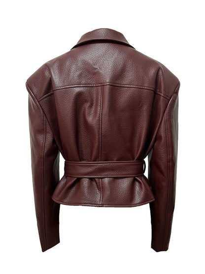 Faux Leather Belt Jacket