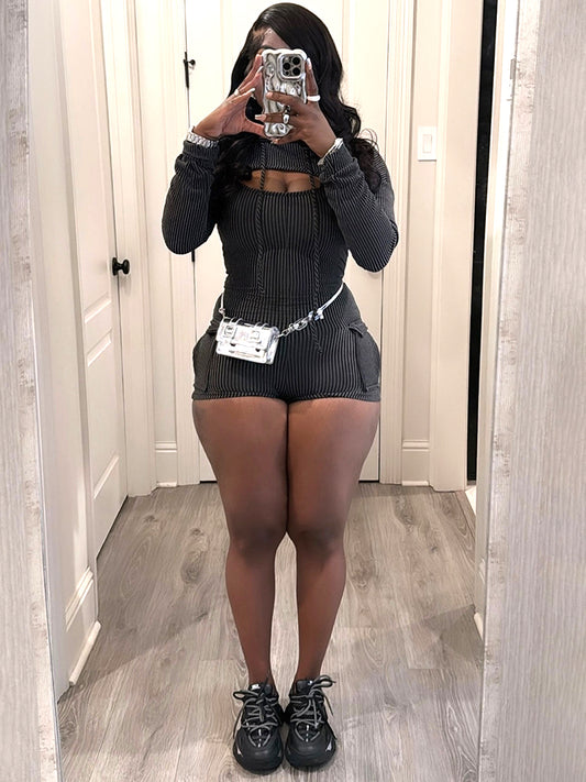 Ribbed Bolero Top & Jumpsuit Set - ECHOINE