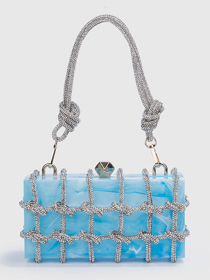 Marble Rhinestone Rope Bag