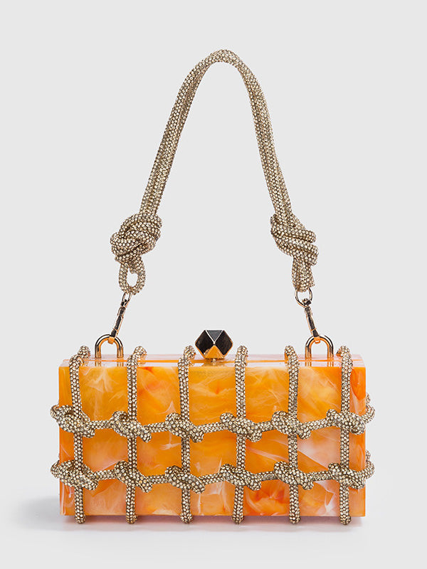 Marble Rhinestone Rope Bag