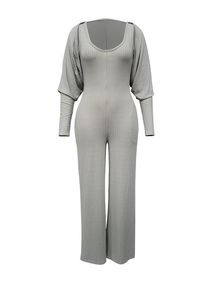 Ribbed Bolero & Jumpsuit Set