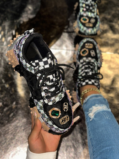 Rhinestone Thick Sole Sneakers