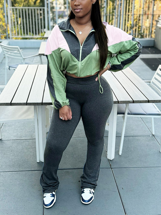 Sporty Colorblock Top & Leggings Set - ECHOINE