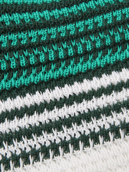Crochet Stripe Contrast Top - ECHOINE
