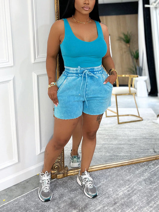 Ensemble débardeur et short délavés