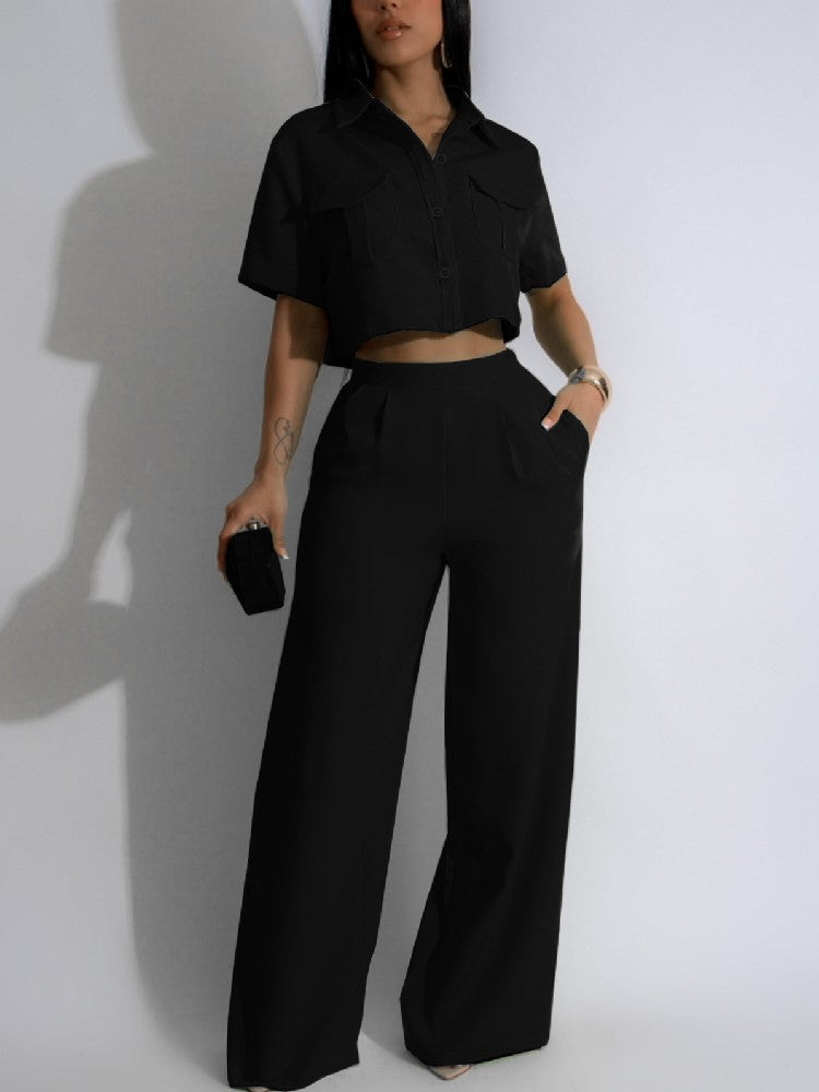 Button Down Shirt Wide Pants