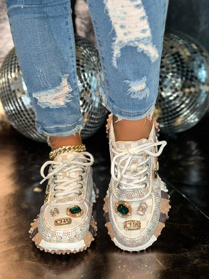 Rhinestone Thick Sole Sneakers