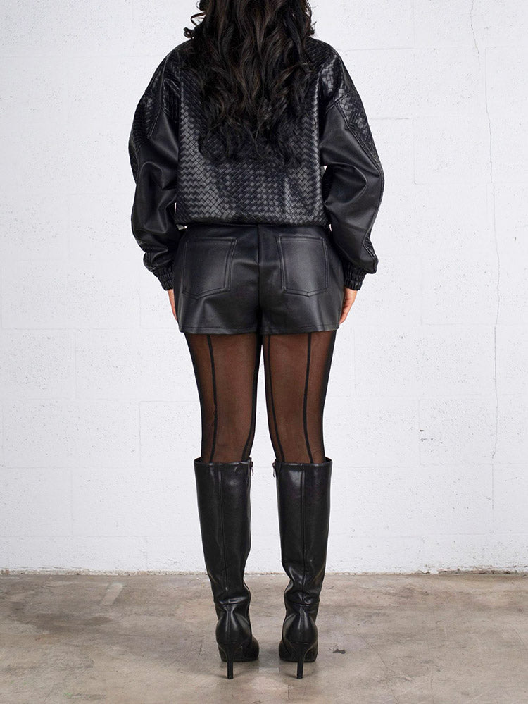 Leather Braid Jacket & Shorts Set