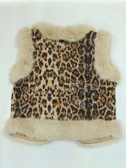 Sequin Leopard Vest & Pants Set