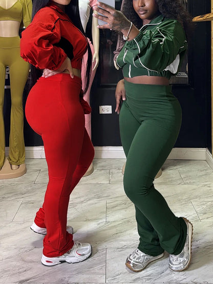 Ensemble veste vibrante et pantalon évasé