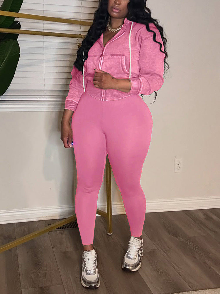 Washed Hooded Jacket & Leggings Set