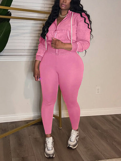 Washed Hooded Jacket & Leggings Set