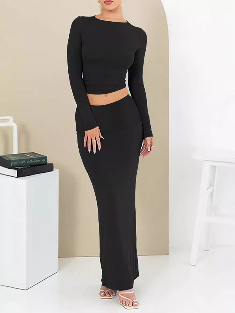 Crop Top Bodycon Skirt Set