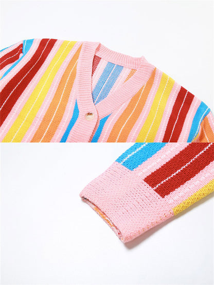 Colorful Striped Knit Cardigan