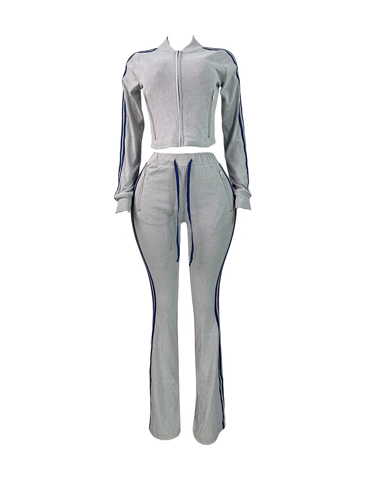 Athleisure Stripe Flare Tracksuit Set