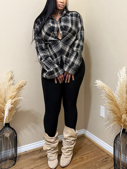 Plunge Plaid Top