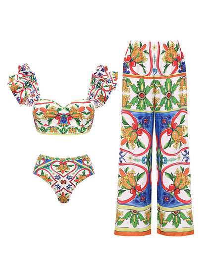 Ruffle Printed Swimwear Set