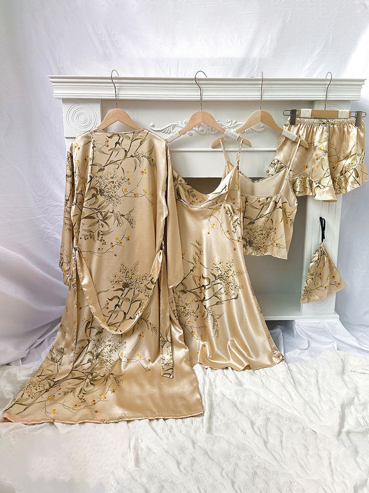 Ensemble pyjama soyeux 4 pièces