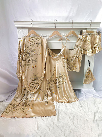 Ensemble pyjama soyeux 4 pièces