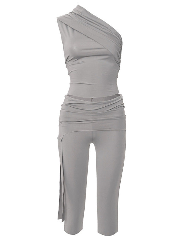 One-Shoulder Top & Capri Leggings Set