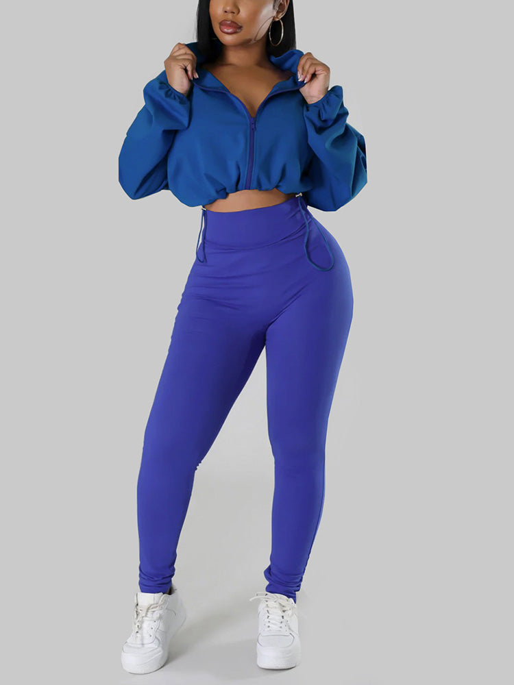 Zip-Up Crop Top &amp; Leggings Set