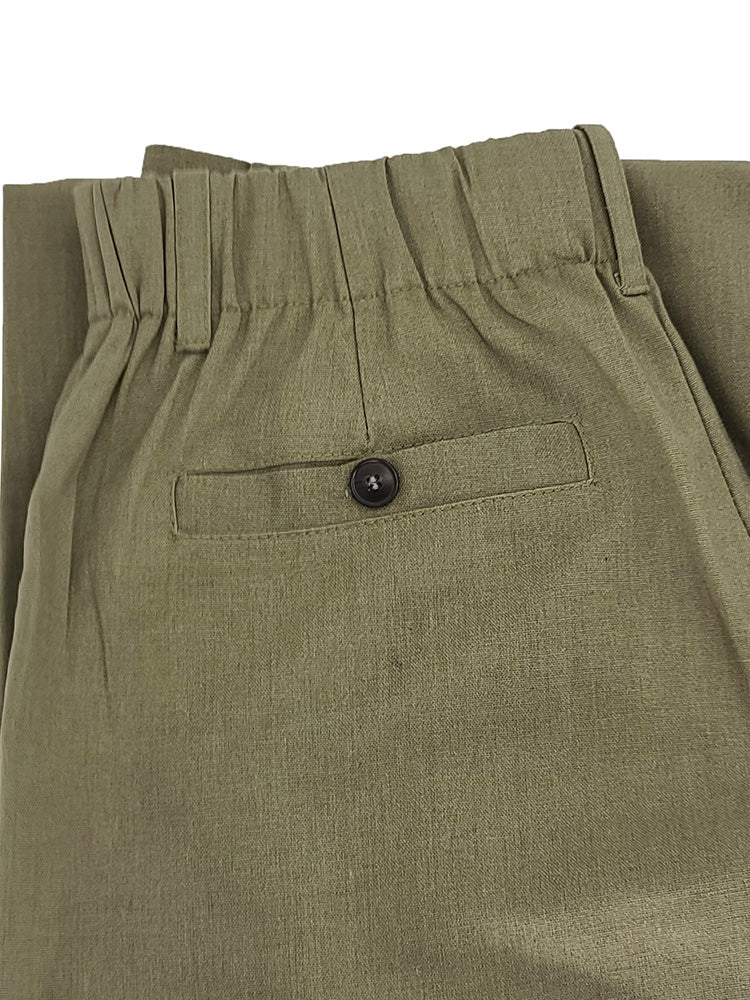 Cotton Linen Solid Pants - ECHOINE