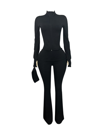 Ensemble veste sculptante et pantalon évasé avec bandeau