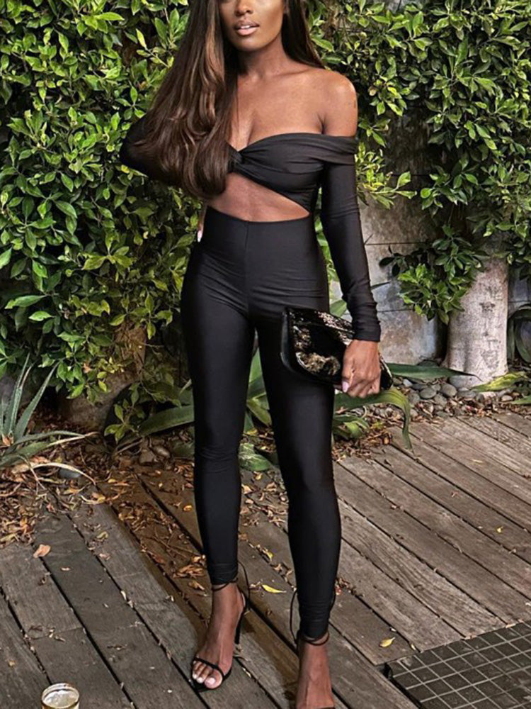 Off Shoulder Twisted Cutout Jumpsuit