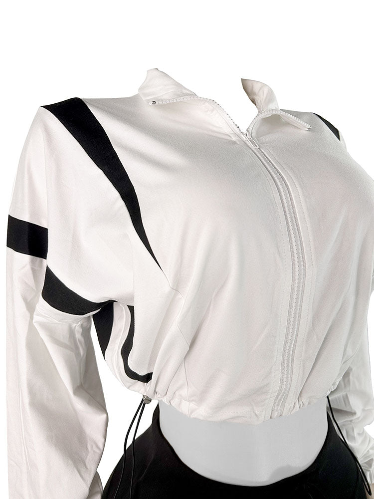 Ensemble veste courte contrastée et short motard