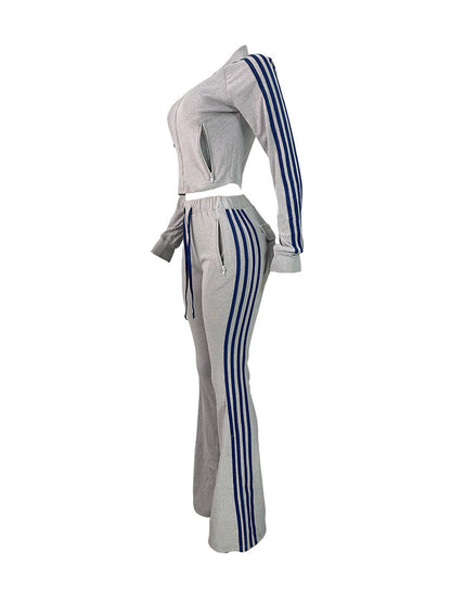 Athleisure Stripe Flare Tracksuit Set