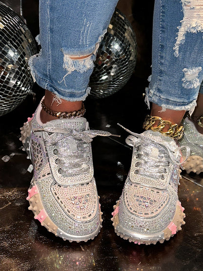 Rhinestone Thick Sole Sneakers