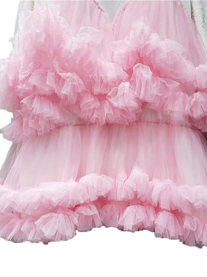 Tulle Ruffle T-Shirt Dress