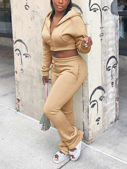 Basic Hoodie Extended Pants Set