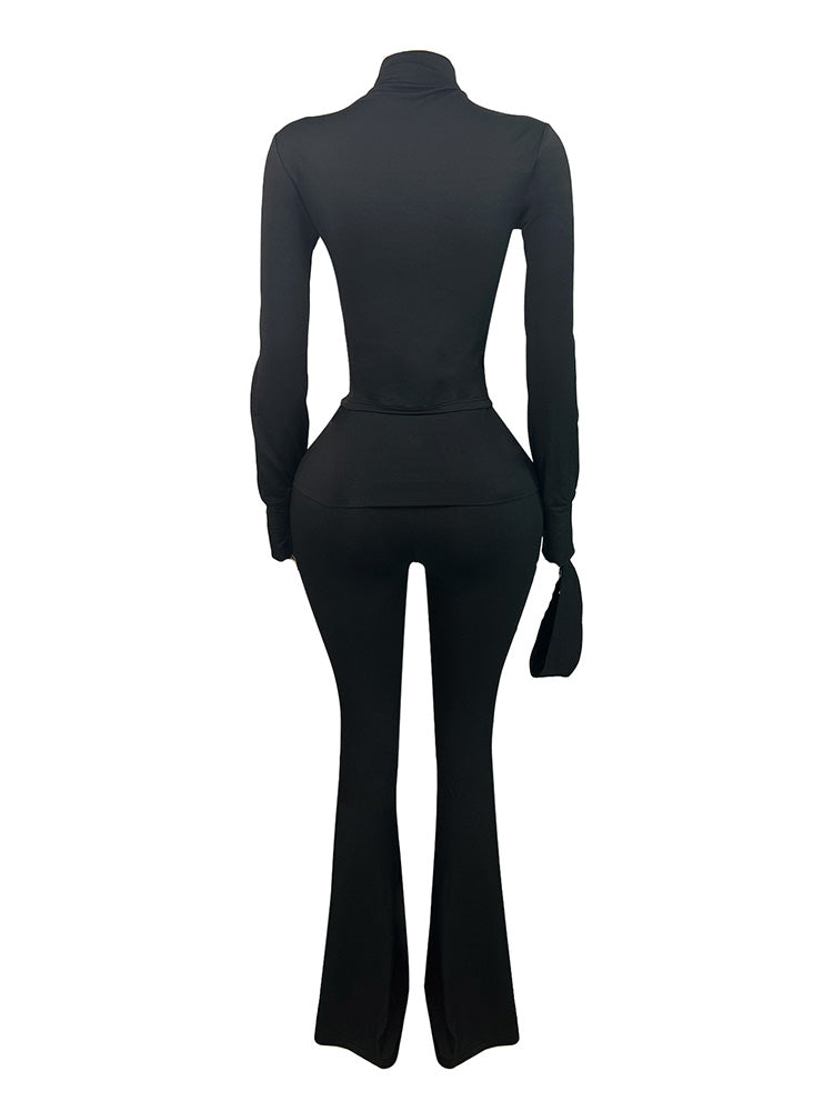 Ensemble veste sculptante et pantalon évasé avec bandeau