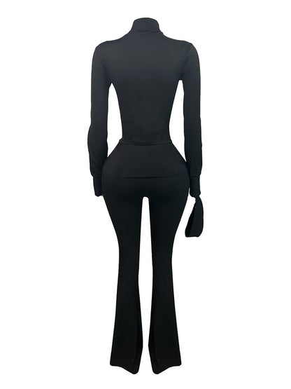 Ensemble veste sculptante et pantalon évasé avec bandeau