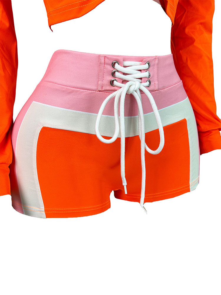 Ensemble trois pièces sportif à blocs de couleurs