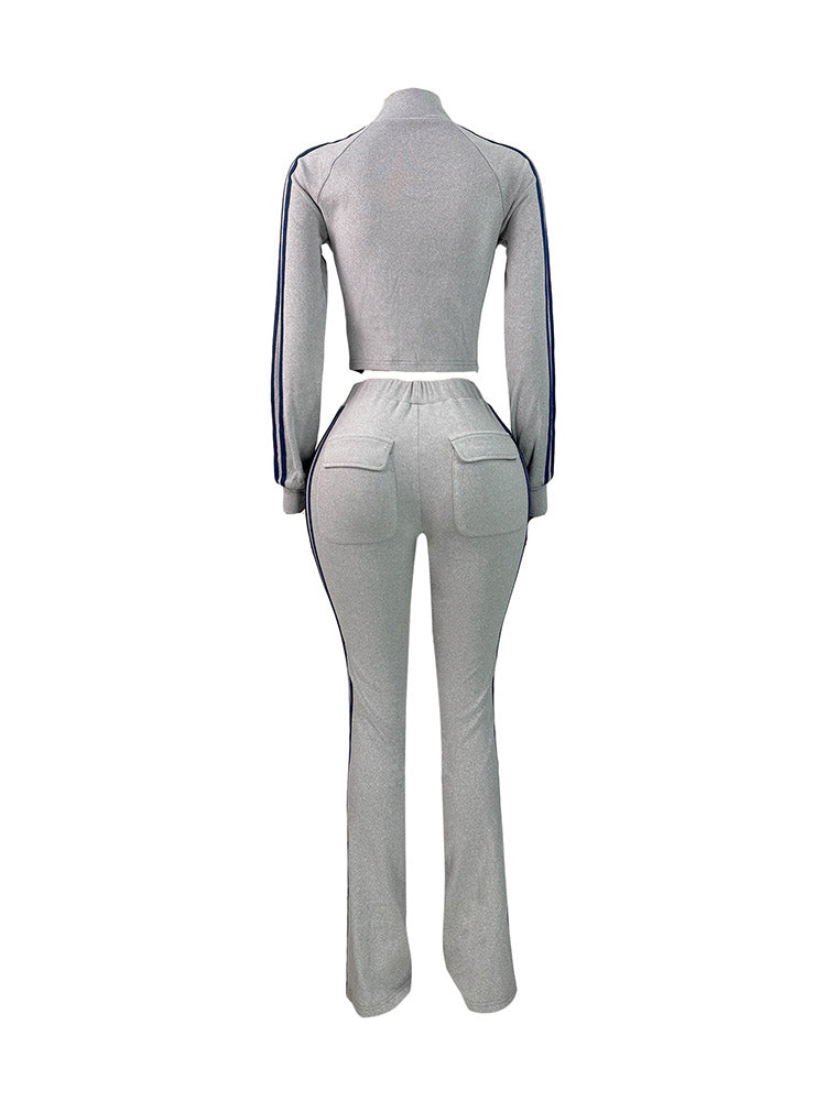 Athleisure Stripe Flare Tracksuit Set