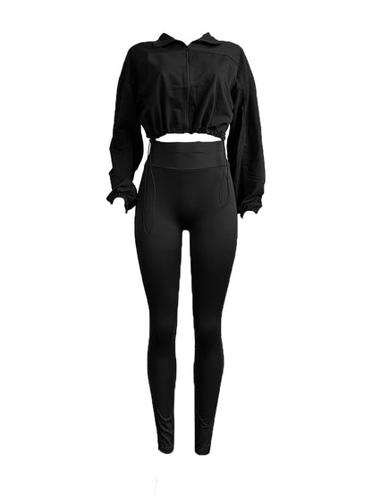 Zip-Up Crop Top & Leggings Set