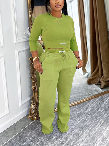 Cropped Top & Wide Joggers Set