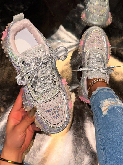 Rhinestone Thick Sole Sneakers