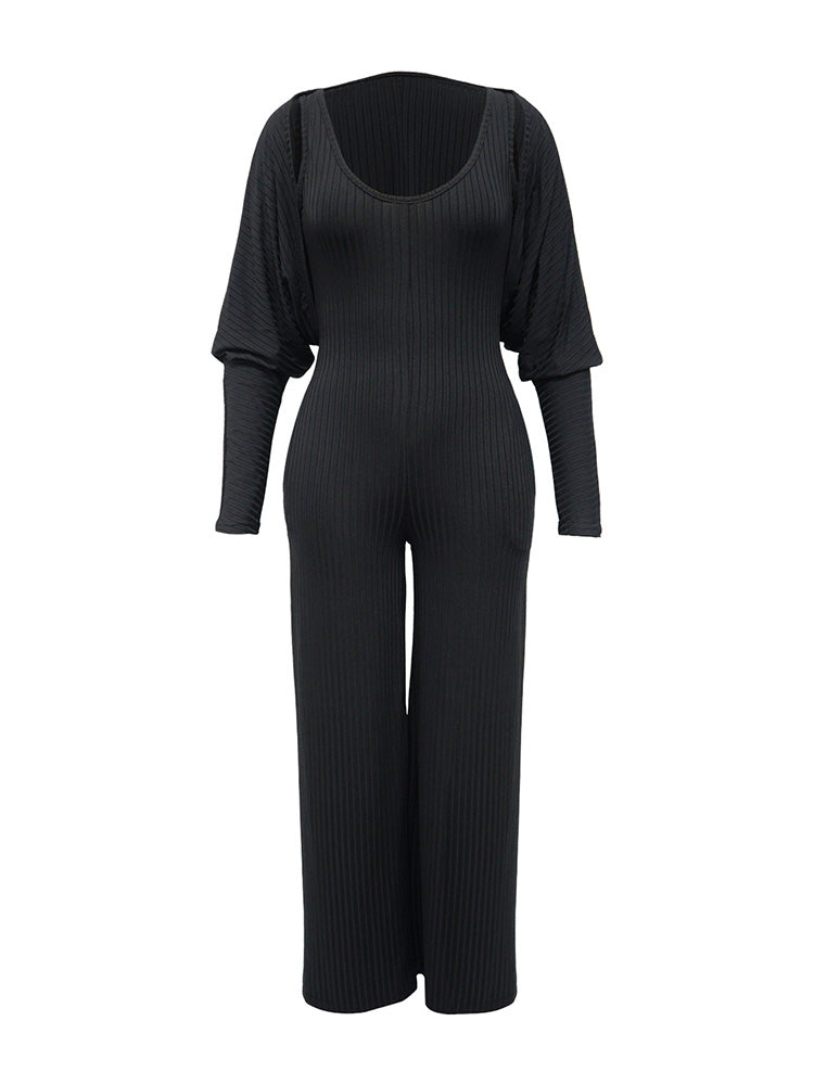 Ribbed Bolero & Jumpsuit Set