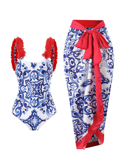 Floral Strap Swimsuit Set - ECHOINE