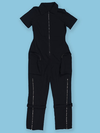 Zipper Cargo Pocket Utility Jumpsuit