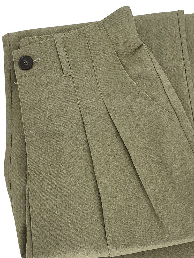 Cotton Linen Solid Pants - ECHOINE