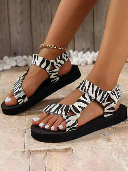 Camo Velcro Strap Flat Sandals