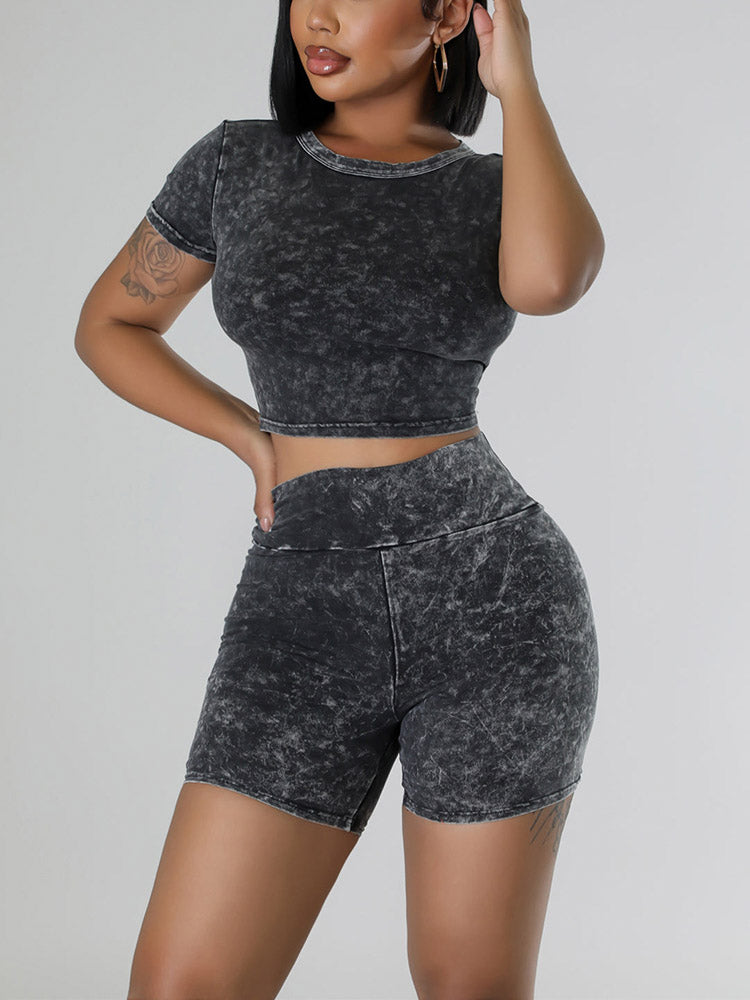 Wash Biker Shorts Set