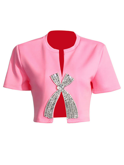 Rhinestone Bow Crop Top