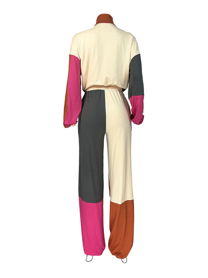 Colorblock Half-Zip Top & Wide Pants Set